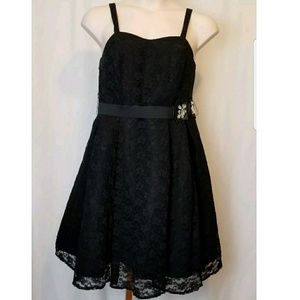 Lane Bryant Black Lace Dress Rhinestone Belt